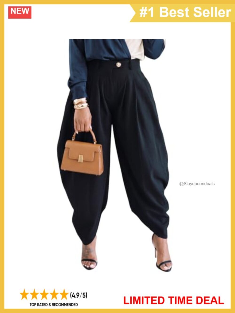 Wide Leg Palazzo Pants High Waist Pleated Trousers with Pockets